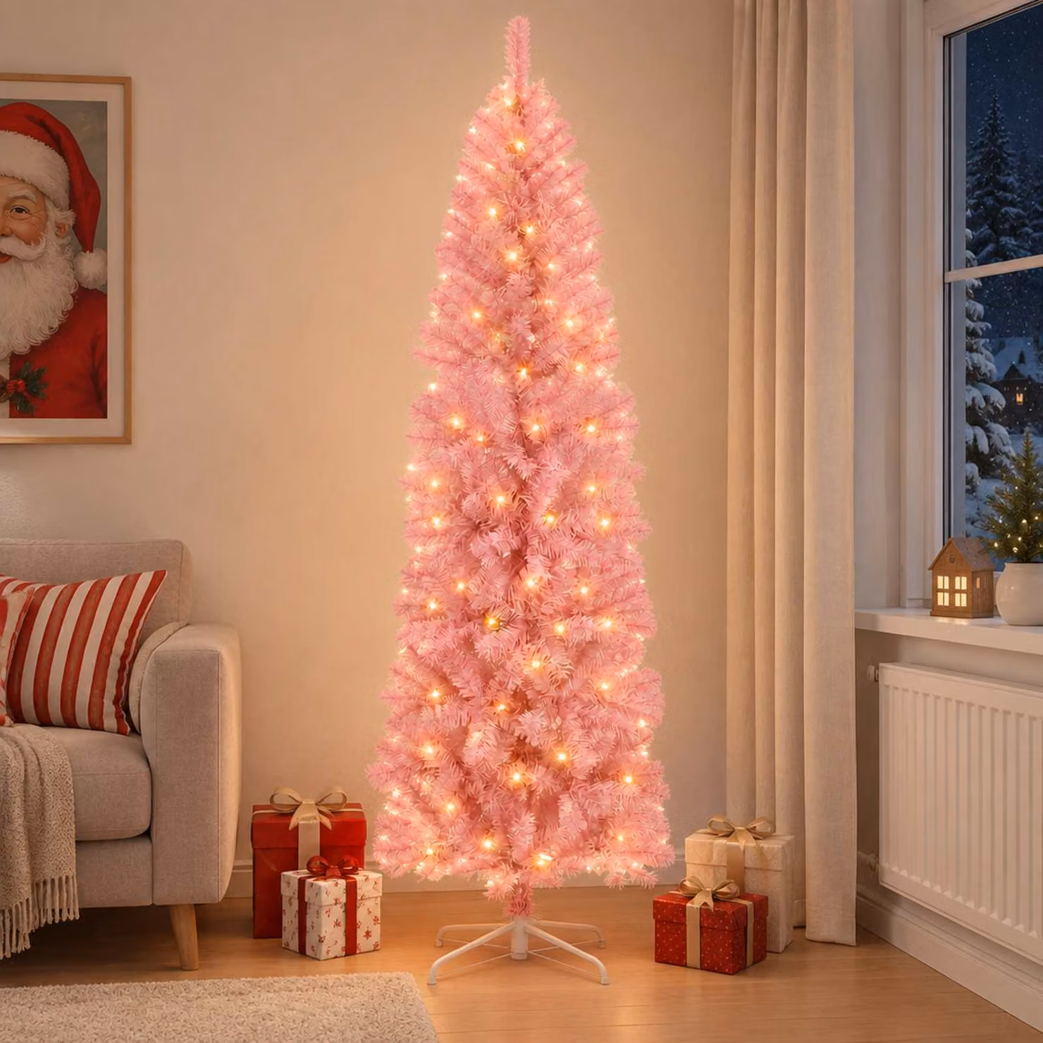 vidaXL Albero di Natale Artificiale Sottile 180 cm 300 LED