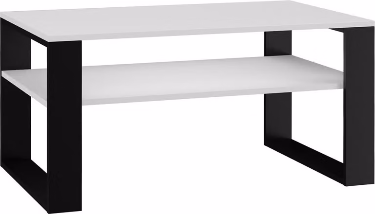 VBChome Tavolino da caffè 90 x 58 x 50 cm Bianco - Nero Tavolino da salotto Tavolino da tè Tavolino da divano Tavolino da soggiorno moderno Ufficio Bianco - Nero