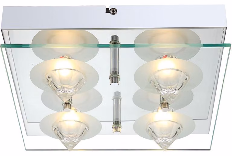Lampada da soffitto a LED, cromo, piastra di vetro, L 25 cm