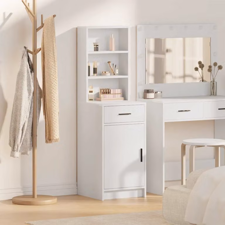 Credenza moderna vidaXL in legno ingegnerizzato bianco con illuminazione LED L/P/H: 41 x 40 x 135 cm