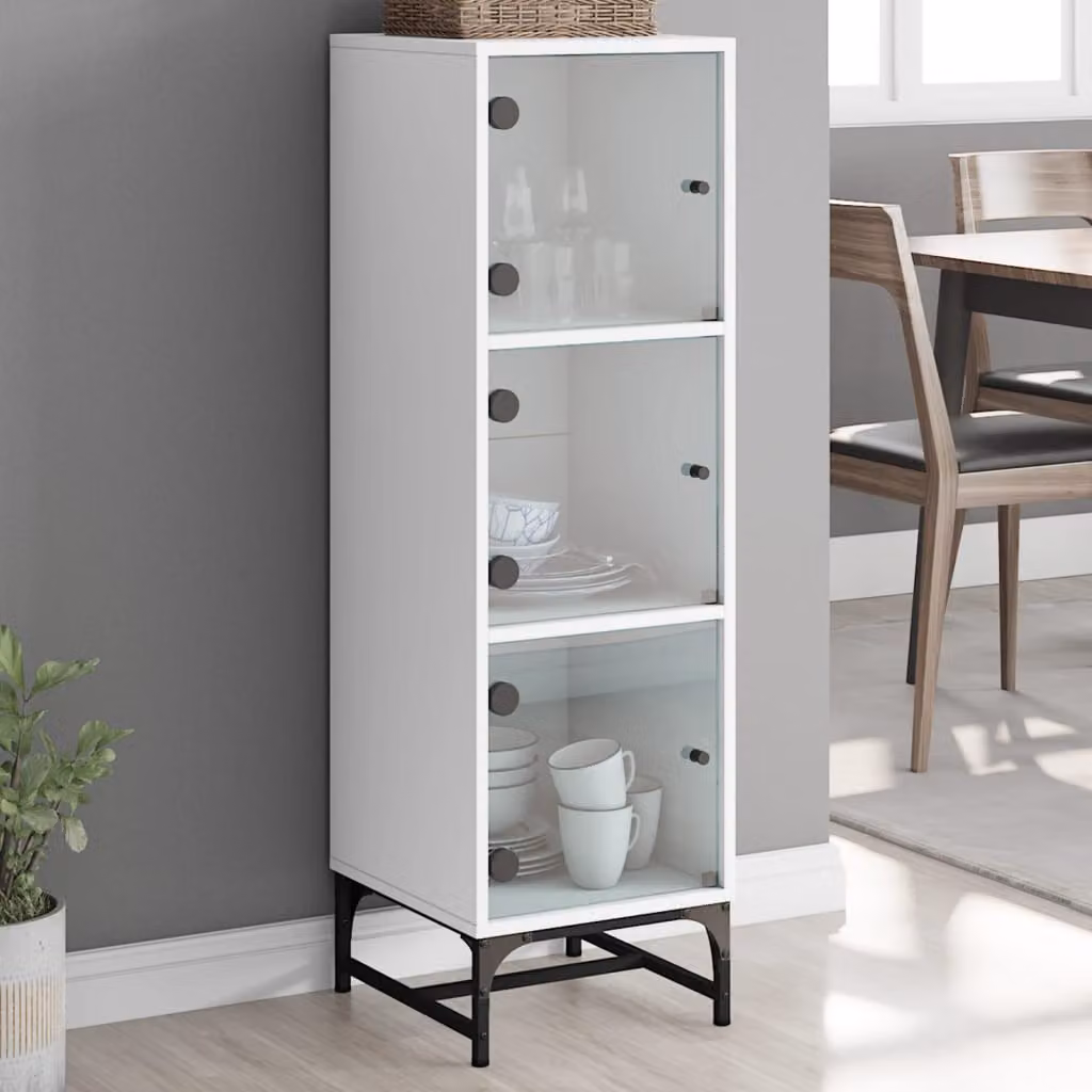 Credenza moderna vidaXL con ante in vetro bianca L/P/H: 120 x 35 x 37 cm
