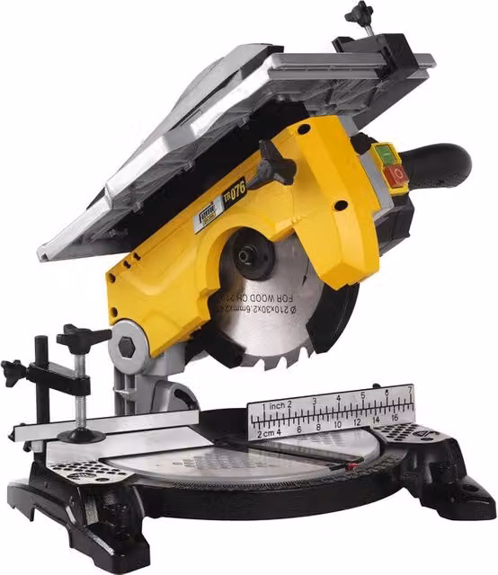 Troncatrice per legno FEMI TR076 da 1200W con disco da 210 mm, colore giallo