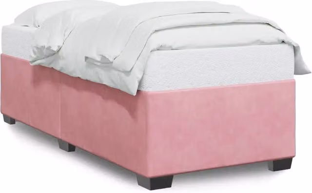 Letto singolo per adulti DESIGN IN in velluto rosa con struttura in legno e doghe, L/P: 90 x 200 cm