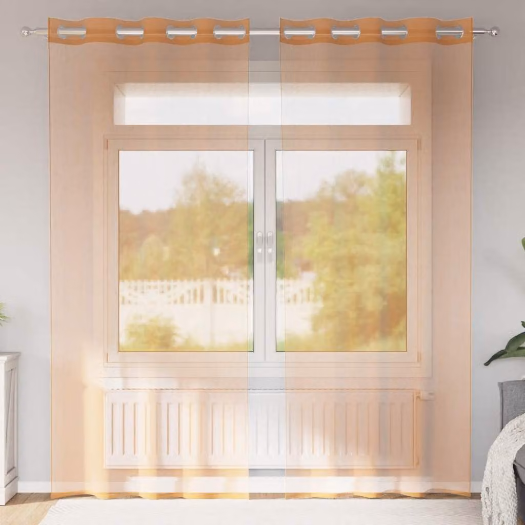 Set di 2 tende in voile semi-trasparenti vidaXL color terracotta con occhielli, L: 225 cm, H: 140 cm