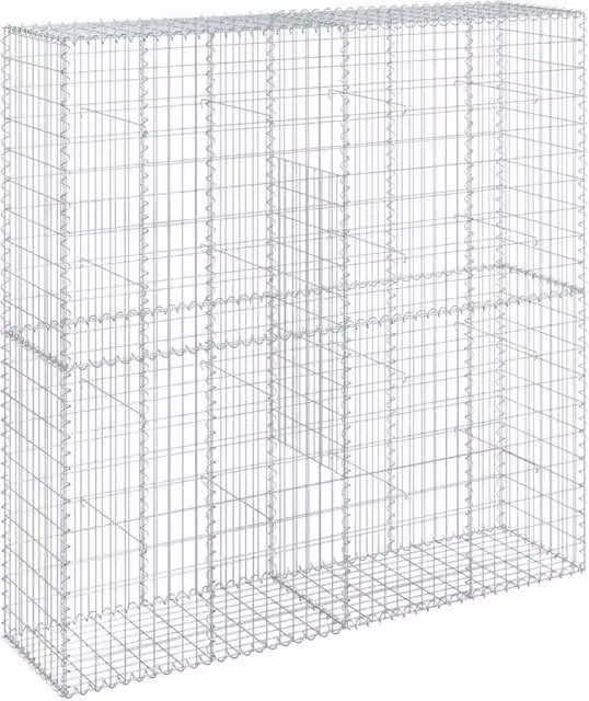 Cesto Gabbione con Copertura 200x50x200 cm in Ferro Zincato