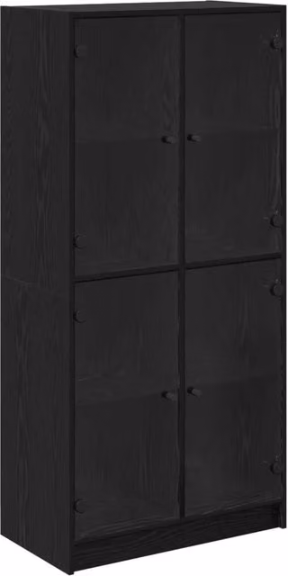 Credenza Buffet da pranzo in legno multistrato Rovere e Nero H 142 x L 68 x P 37 cm