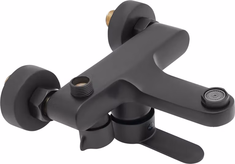 Rubinetto da bagno, design moderno, a parete, a 2 vie d'acqua, nero