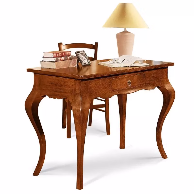 Scrivania sagomata con 1 cassetto in legno Mobili 2G colore noce L: 112 cm, P: 57 cm, H: 80 cm – 2