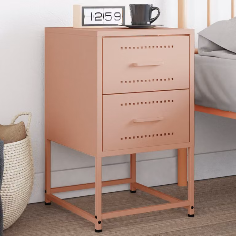 Comodino da parete vidaXL in metallo rosa stile industriale L: 36 cm, P: 39 cm, H: 60,5 cm
