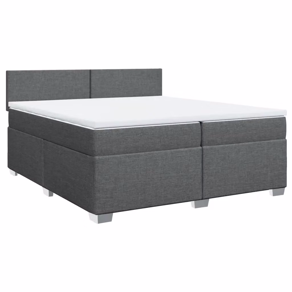 Letto Ibrido vidaXL con Giroletto a Molle e Materasso in Tessuto Grigio e Bianco 200 x 200 cm – 2