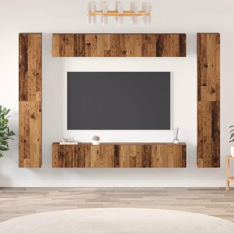 Set di 10 mobili TV vidaXL in legno effetto antico marrone per soggiorno