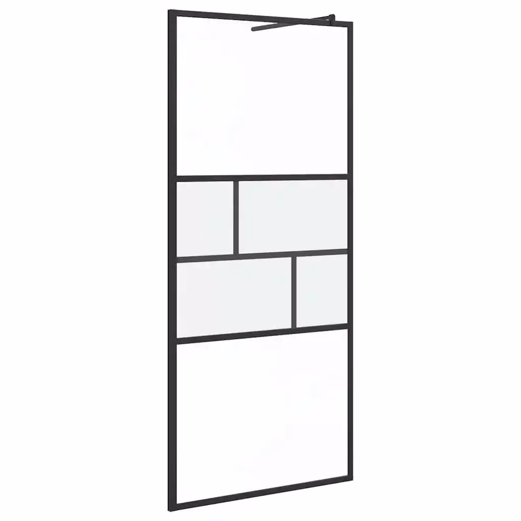 Parete Doccia Walk-in vidaXL Rettangolare in Vetro Trasparente e Alluminio Nero L: 90 cm, H: 195 cm, Spessore: 0,5 cm – 2
