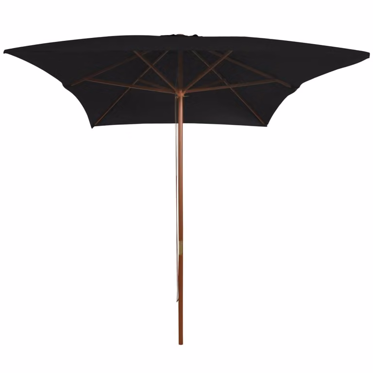 vidaXL Ombrellone con palo di legno 200x300 cm nero
