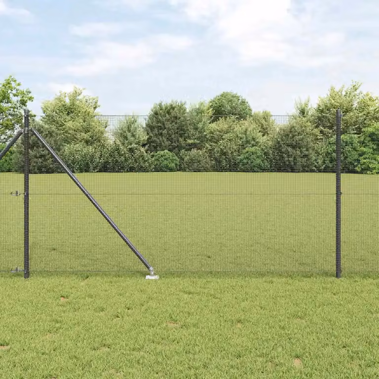 Recinzione in rete saldata con punte vidaXL in acciaio rivestito in PVC, Grigio, L: 1000 cm, H: 12 cm