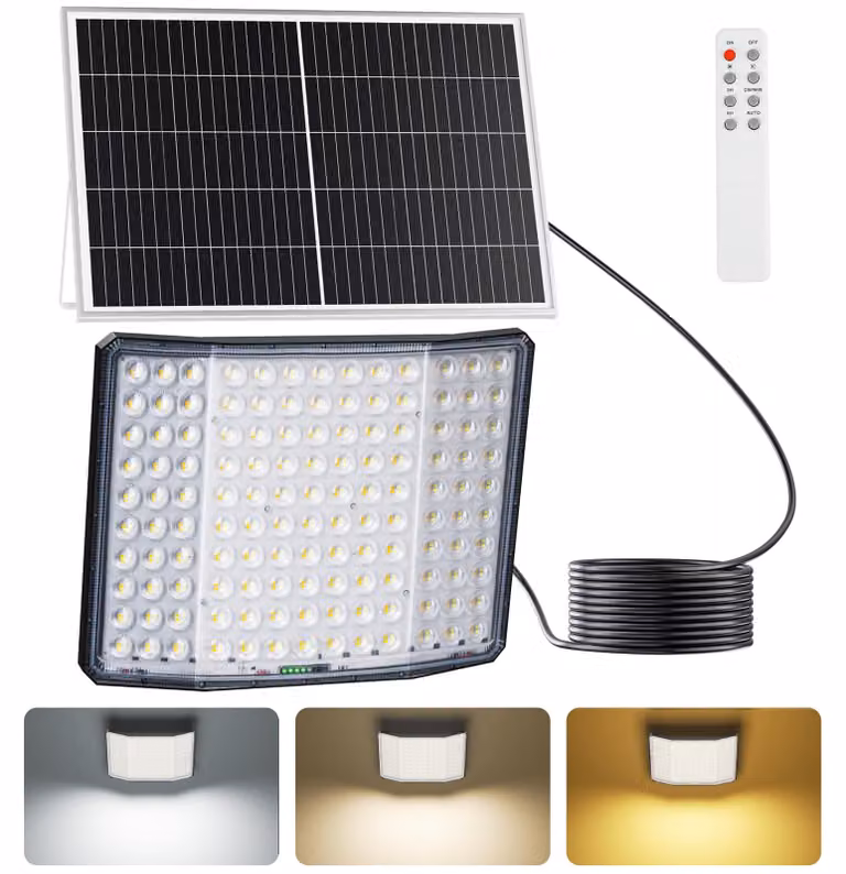 Lampada da esterno a LED solare, batteria da 20.000 mAh, dimmerabile, grado di protezione IP66