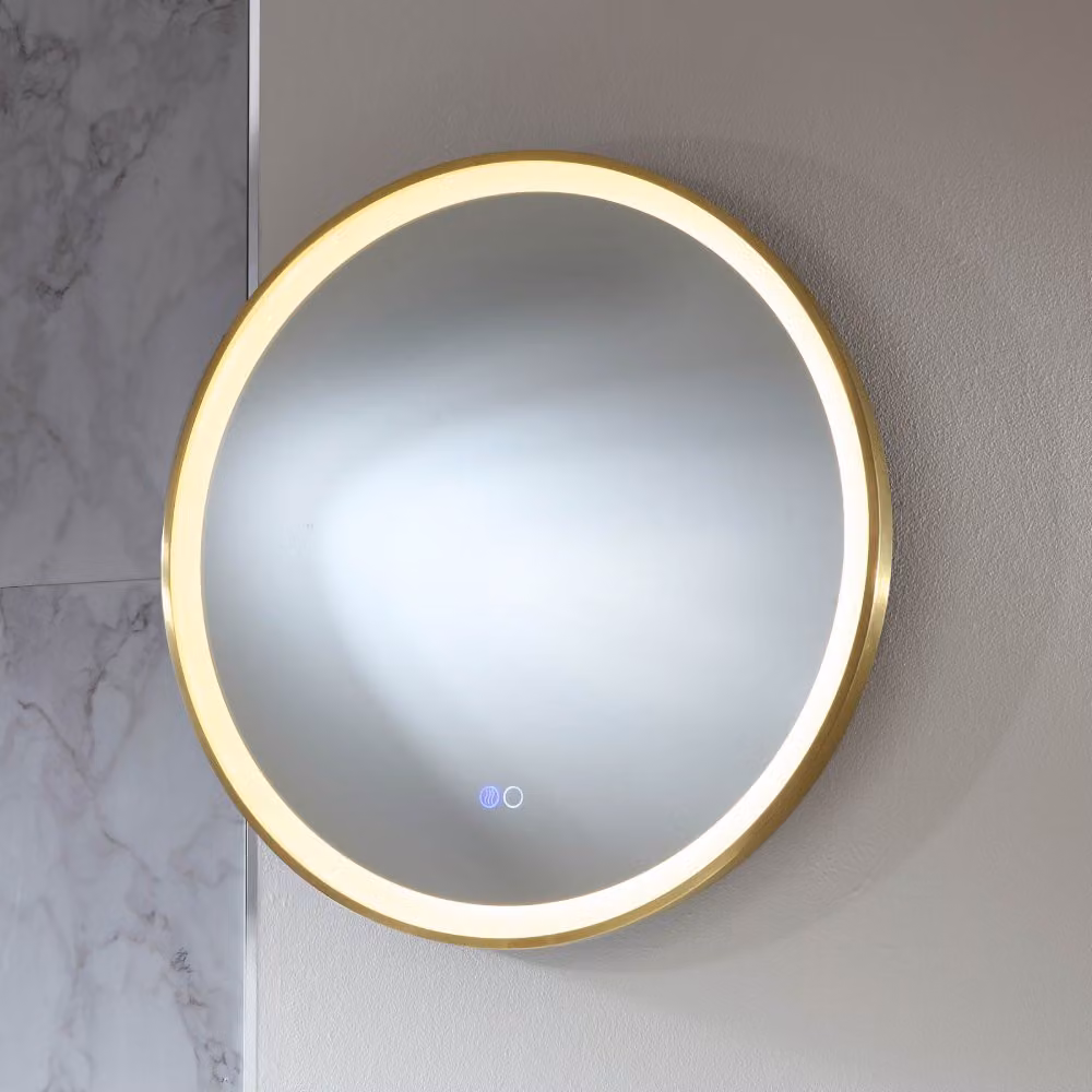 Specchio Rotondo Oro Satinato con Illuminazione a LED - 600mm