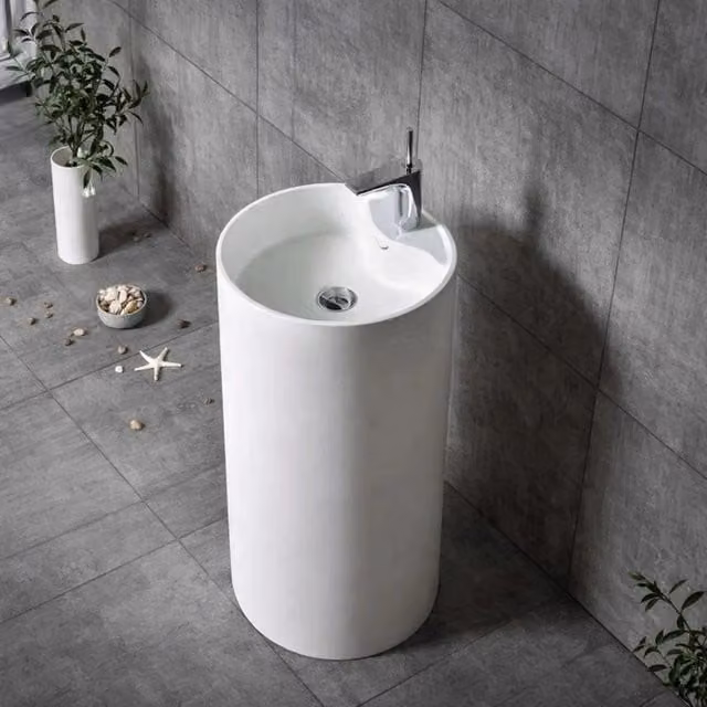 Lavabo monoforo free standing klaus plus artificial stone bianco opaco matt *** confezione 1