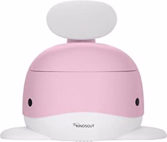 Piccolo WC per bambini con motivo a balena e colore rosa brillante, ideale per l'apprendimento dell'uso del bagno.