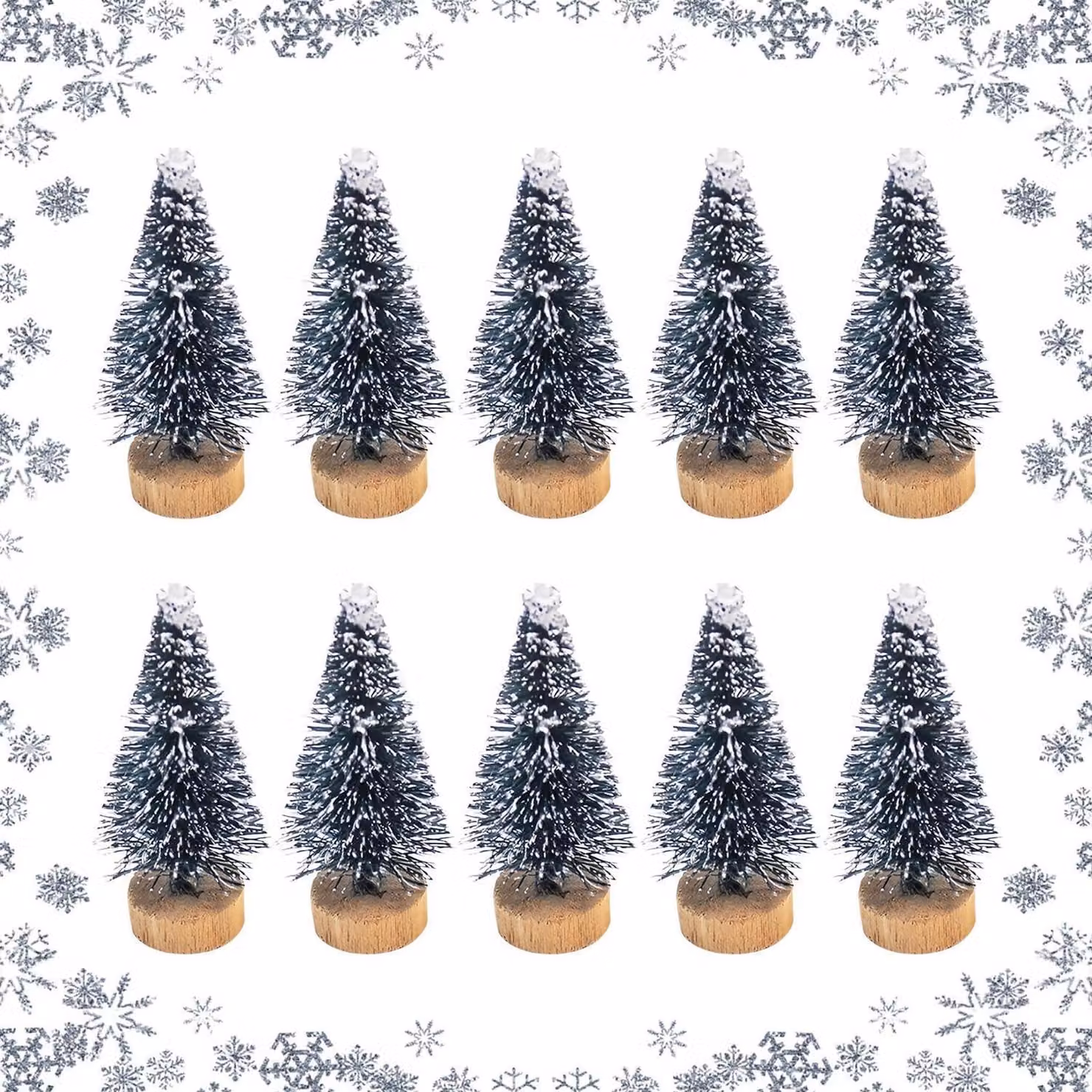 Albero di Natale artificiale in miniatura, 6,5 cm, decorazione da tavolo, set da 10