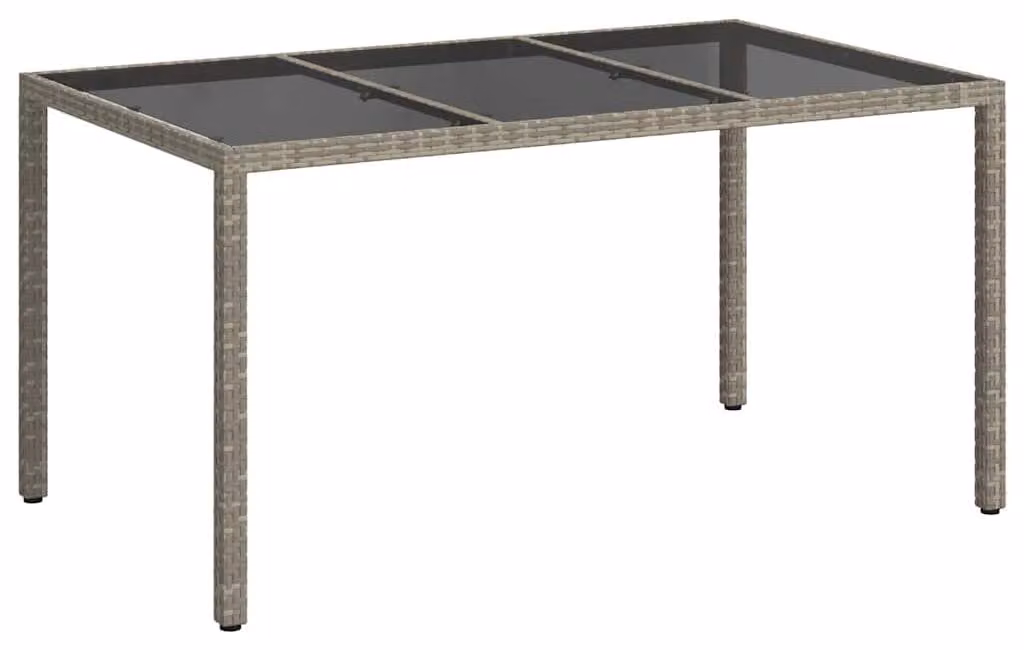 Tavolo da giardino grigio, 150 x 90 x 75 cm, in rattan sintetico