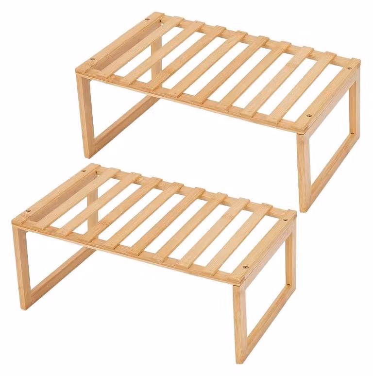 Organizzatore per scaffali da cucina in legno – Scaffali naturali per bagno e cucina