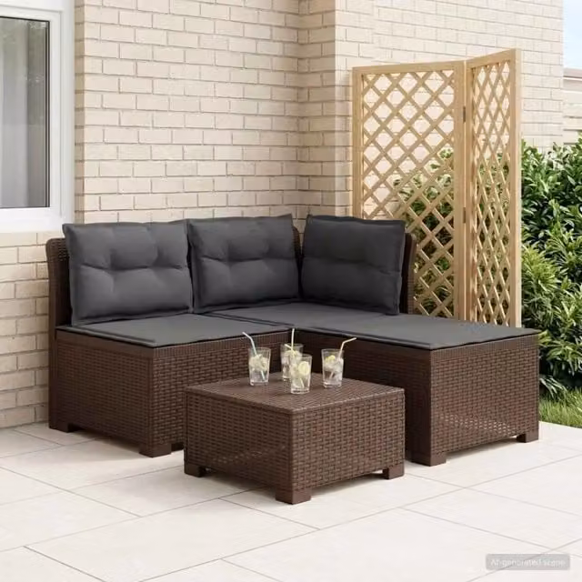 Divano da esterno-Divano da Giardino 3 posti con cuscini in look rattan PP 924887