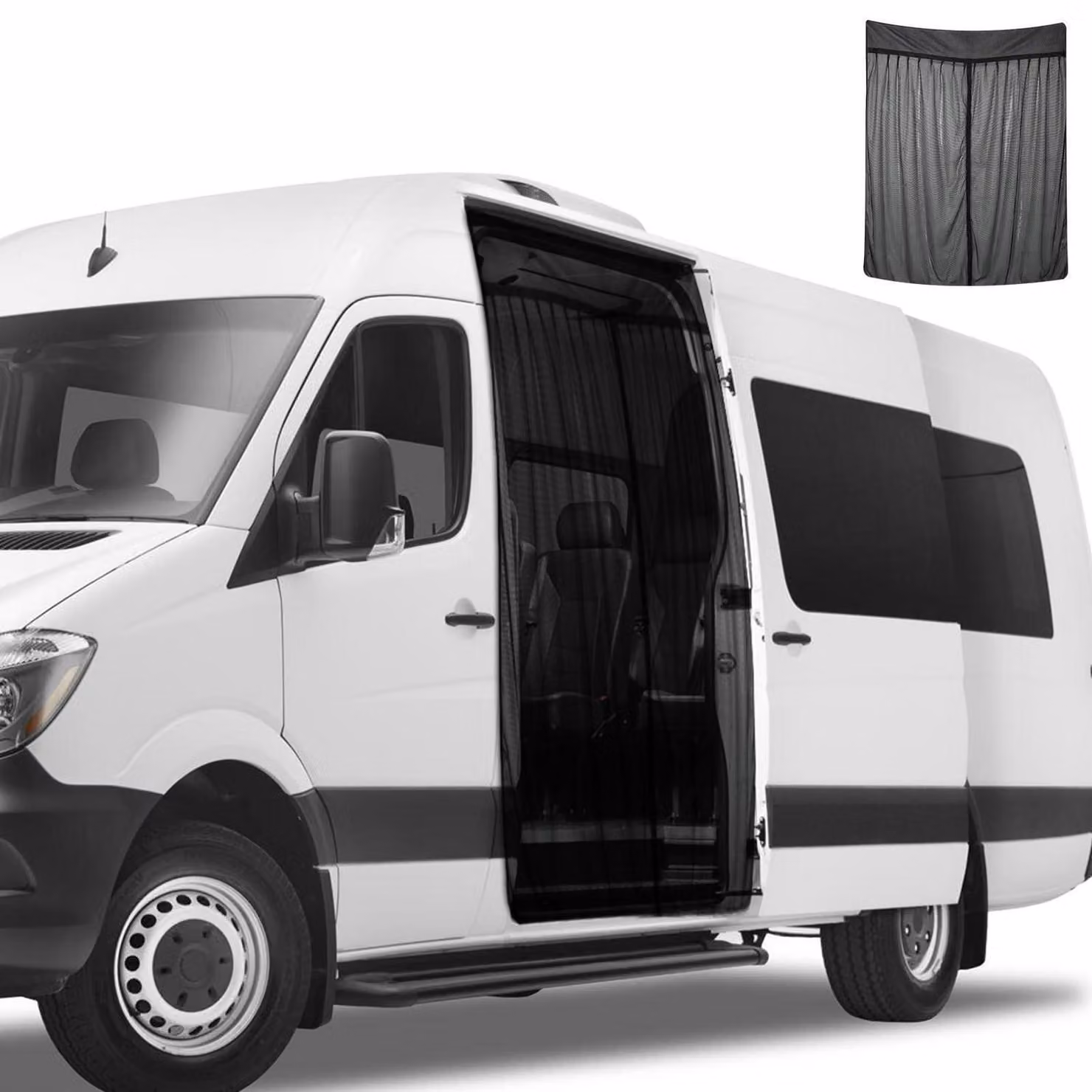 Zanzariera scorrevole per porta di Mercedes-Benz Sprinter con tetto alto, con magneti, 185x130 cm