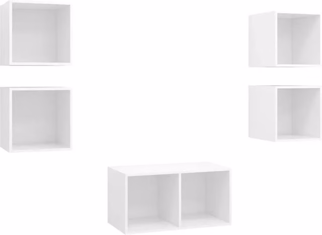 Set Mobili Porta TV 5 pz | Armadietto TV | Mobile Porta TV Bianco in Legno Multistrato
