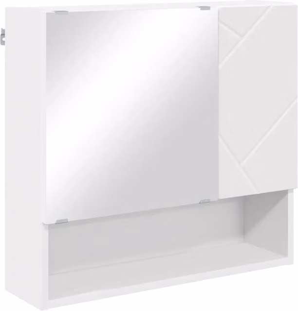 Armadietto a specchio rettangolare con portaoggetti interno 59 x 17 x 55 cm chic minimalista in legno bianco 02_0052867