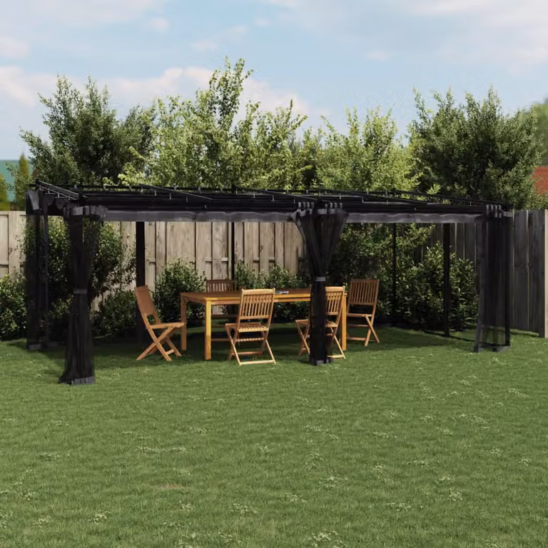 vidaXL Gazebo con Pareti in Rete Antracite in Acciaio L: 6 m, P: 3 m, H: 2,3 m