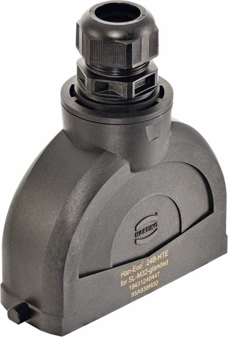 HARTING Han ECO 24B Custodia con pressacavo, 1xM32 uscita cavo diritta, per 1 staffa (nella parte inferiore) - 1