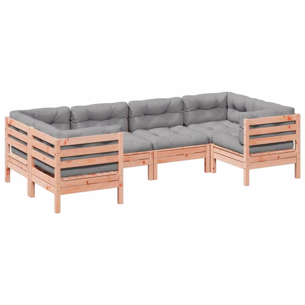 Set Divani Giardino 6 pz Cuscini Legno Massello Abete Douglas