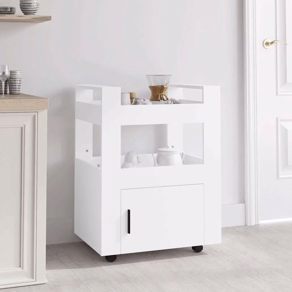 vidaXL Carrello da Cucina Moderno Bianco in Legno e MDF con Ruote L 60 cm, P 45 cm, H 80 cm