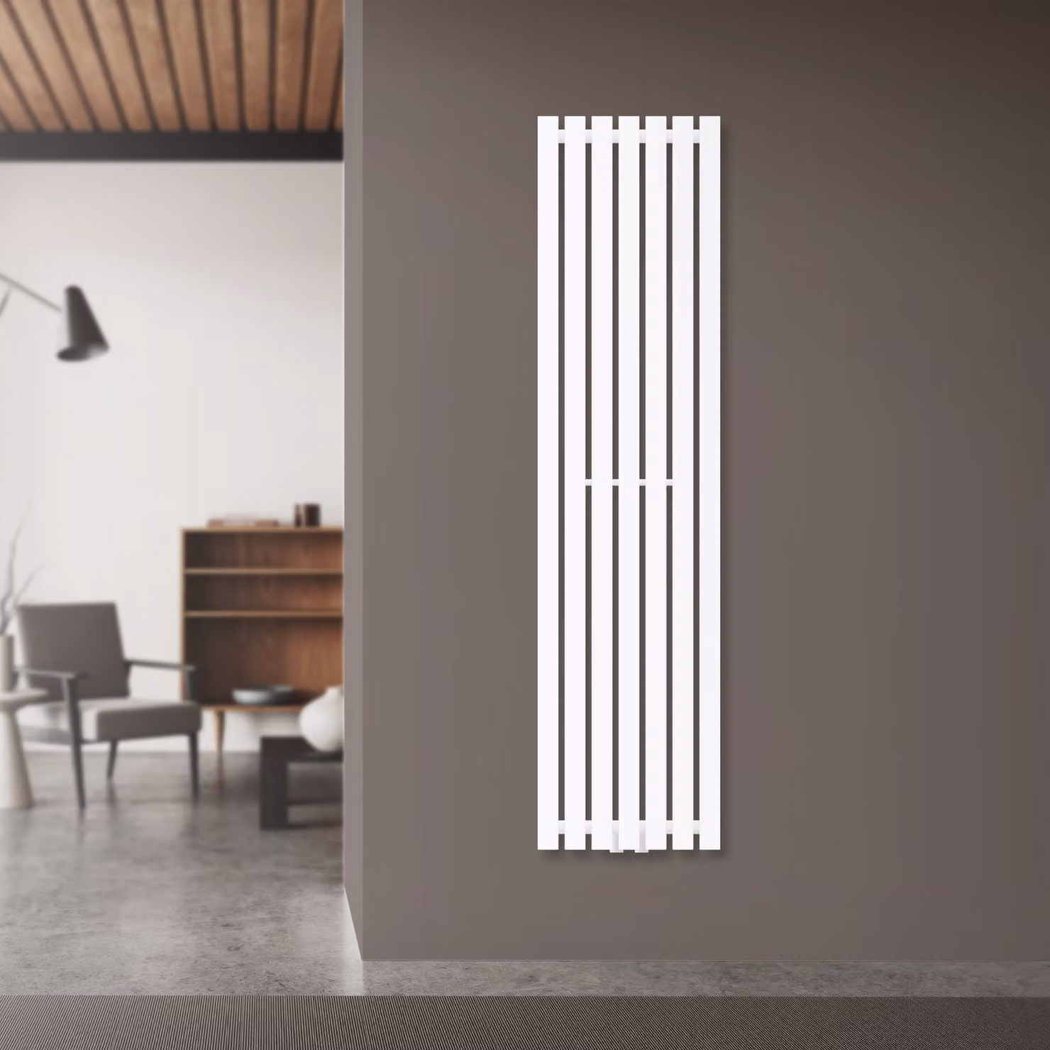 Radiatore a pannello LuxeBath, monostrato, 370x1400 mm, bianco, con attacco centrale, senza elemento riscaldante