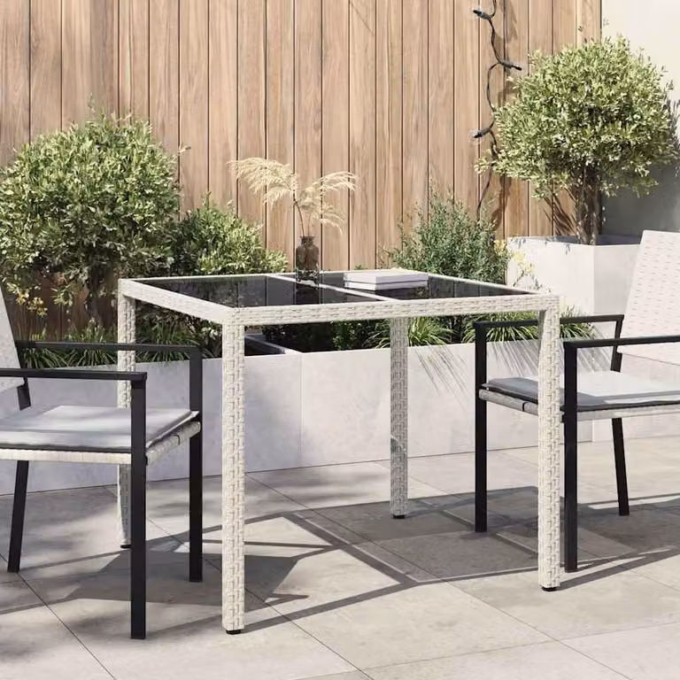 vidaXL Tavolo da giardino quadrato in polyrattan bianco L 90 x P 90 x H 75 cm