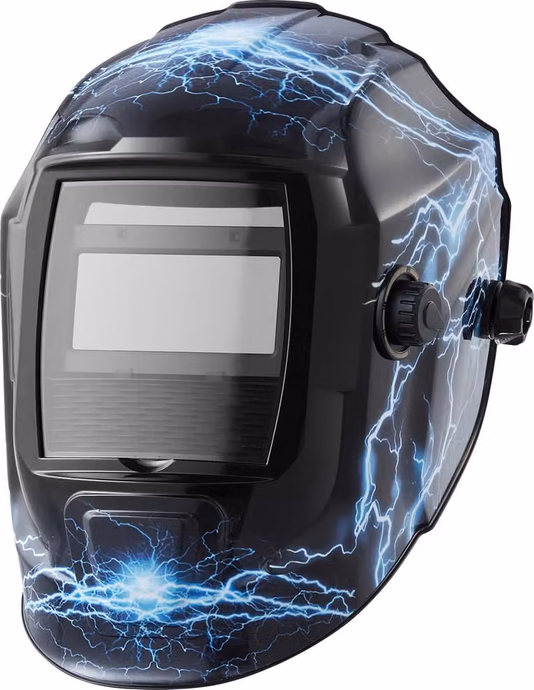 Casco da saldatura automatico - Maschera da saldatura True-Color - Campo visivo 93 x 43 mm - 2 sensori di arco elettrico - DIN 4/9-13 - Alimentazione solare - TIG/MIG/MMA e levigatura - Blu