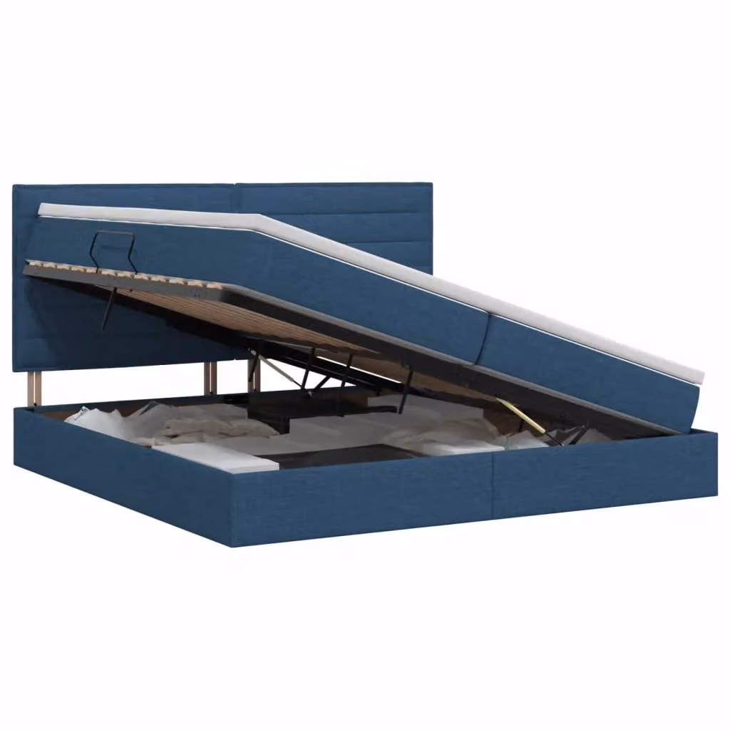 Letto con contenitore moderno vidaXL in tessuto blu L 200 cm x P 200 cm x H 140 cm – 2
