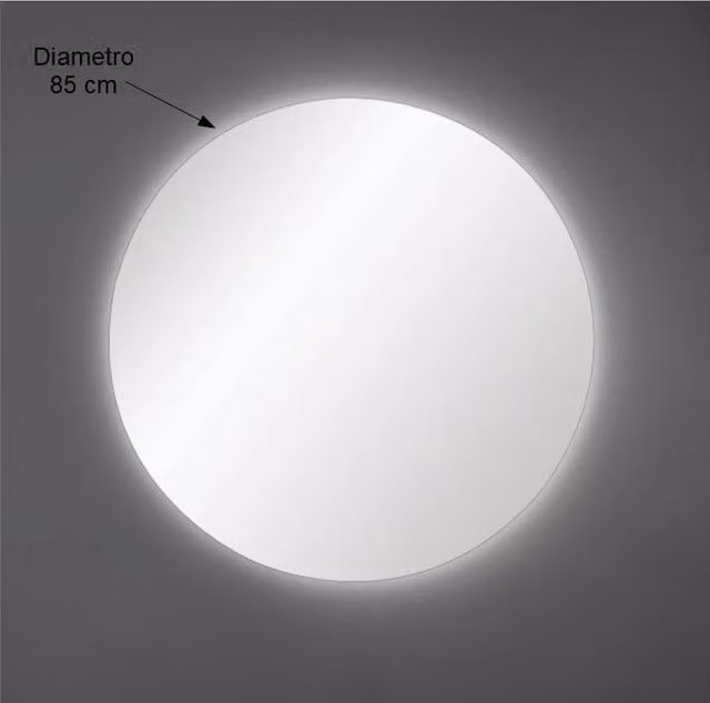 Specchio da Parete Rotondo Etrusca con Illuminazione LED Argento Diametro: 85 cm