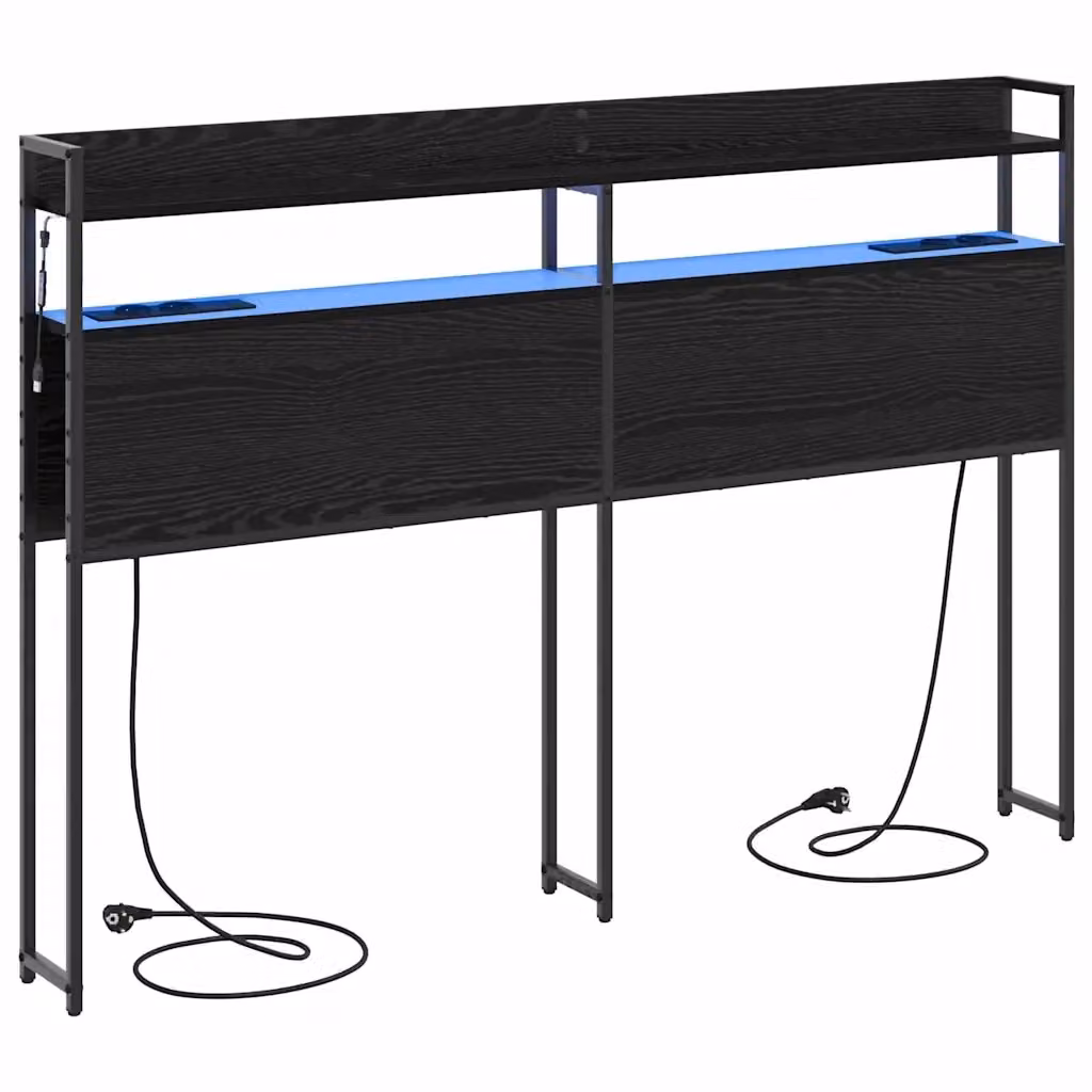 Testiera con scaffale e illuminazione integrata vidaXL, colore nero, L: 150 cm – 2