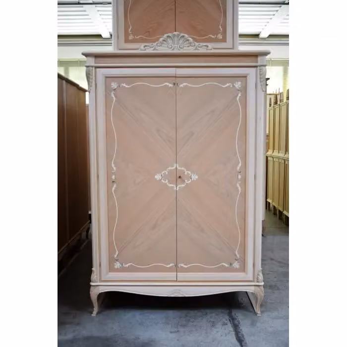 Armadio classico a 2 ante in legno di pino grezzo Mobili 2G L/P/H: 132 x 59 x 202 cm – 1
