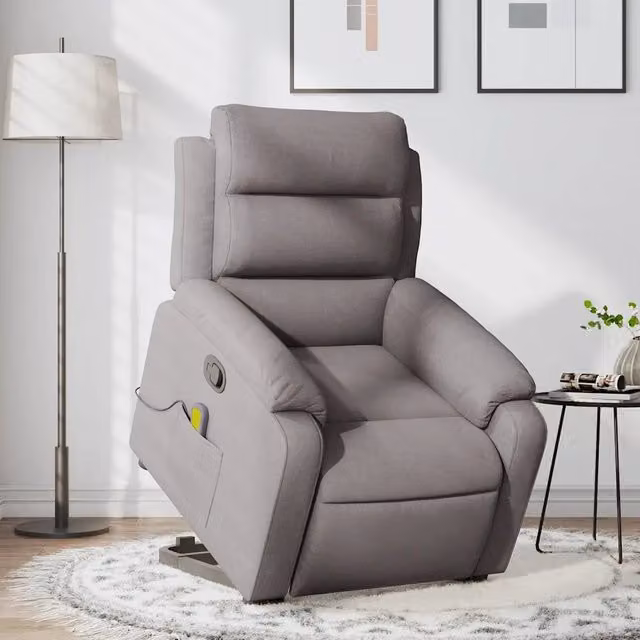 Poltrona Alzapersona Reclinabile con Assistenza Elettrica vidaXL in Tessuto Beige o Grigio per Senior – 1