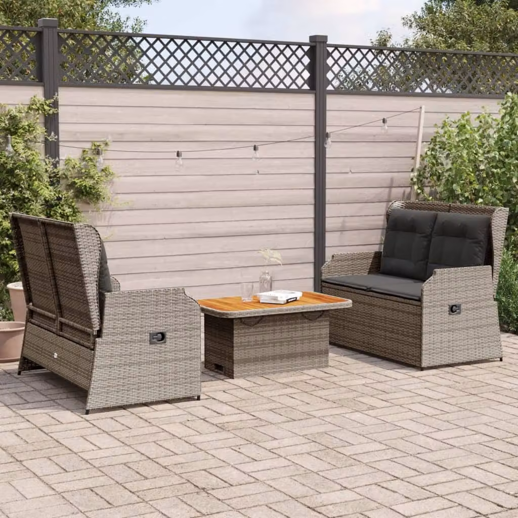 Maison Exclusive - Set Divani da Giardino 3 pz con Cuscini in Polyrattan Grigio