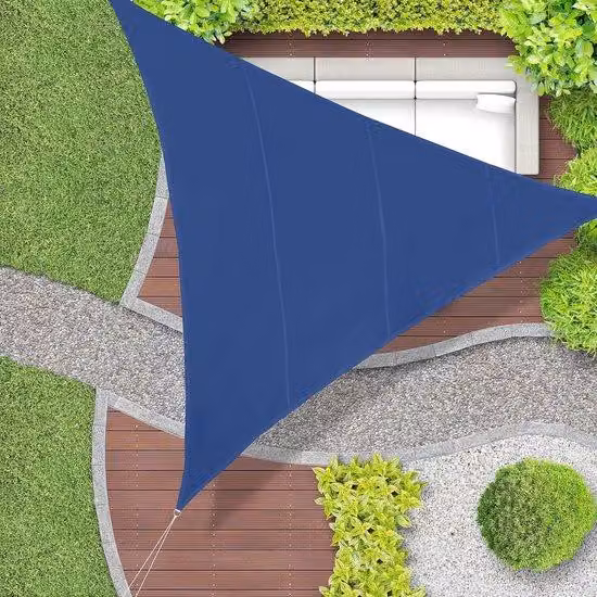 Telo parasole nero - Triangolare, trasparente - Anti-UV - Con elastici - Per terrazza o balcone - Dimensioni: 6x6x6 metri - Colore: blu