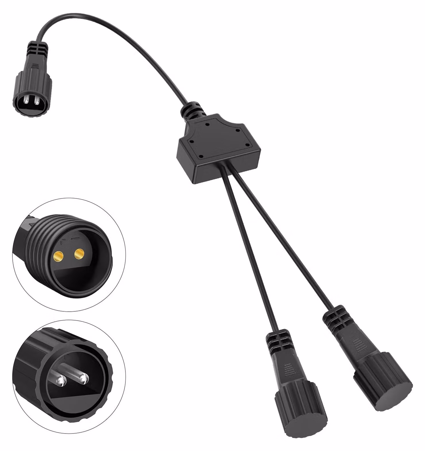Distributore per luci a incastro, con 2 pin, grado di protezione IP65, divisore a "Y" 1-a-2, lunghezza 20 cm