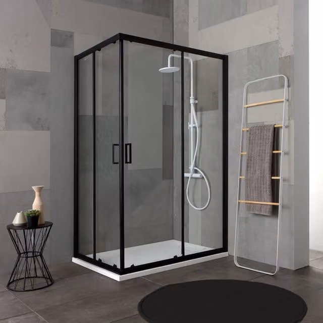 Box doccia 70x90 h190 profilo nero opaco