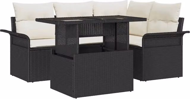 Set Divano da Giardino 5 pz Nero 3357010