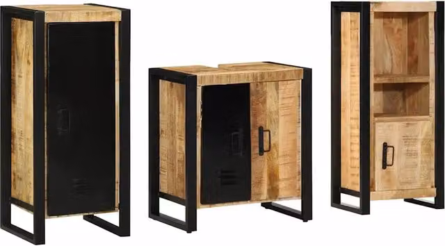 Set di mobili per il bagno 3 pz Marrone e Nero 3305616
