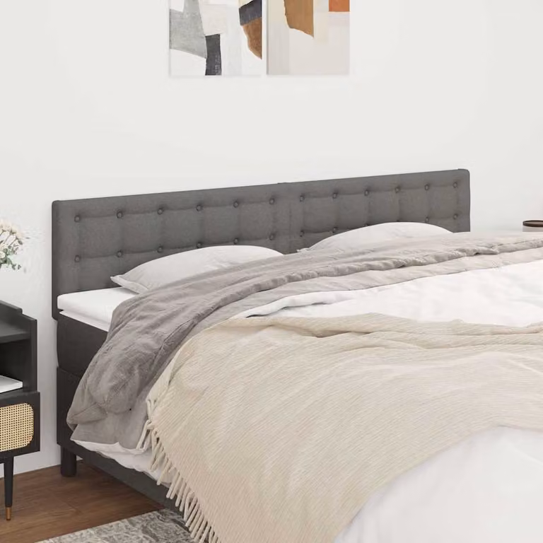 Testiera per letto imbottita vidaXL in tessuto grigio, L: 200 cm, P: 5 cm, H: 78-88 cm