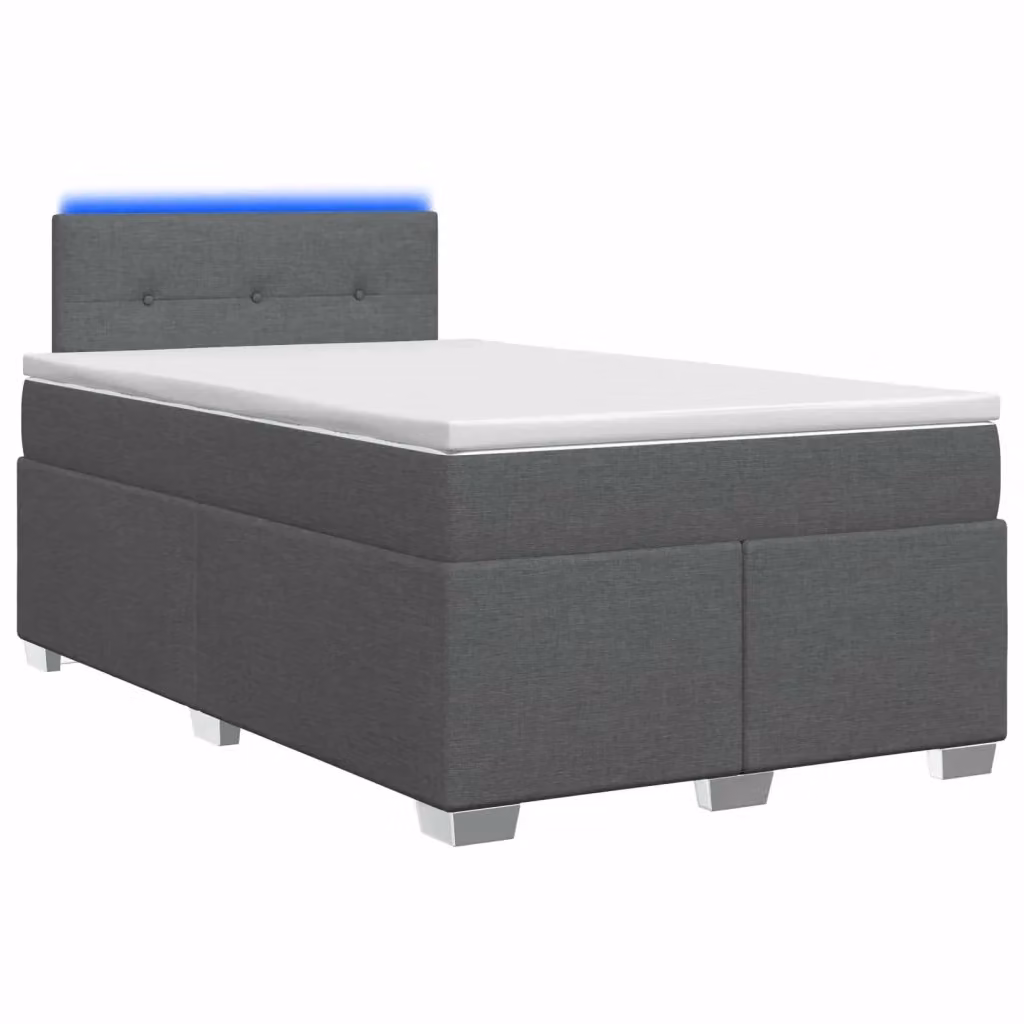 Letto con Box Spring, Materasso Ibrido e Illuminazione LED vidaXL, Grigio, L/P: 120 x 200 cm – 2