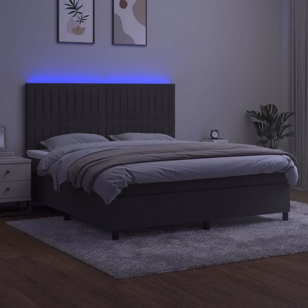 Maison Exclusive - Letto a Molle con Materasso e LED Grigio Scuro 180x200 cm